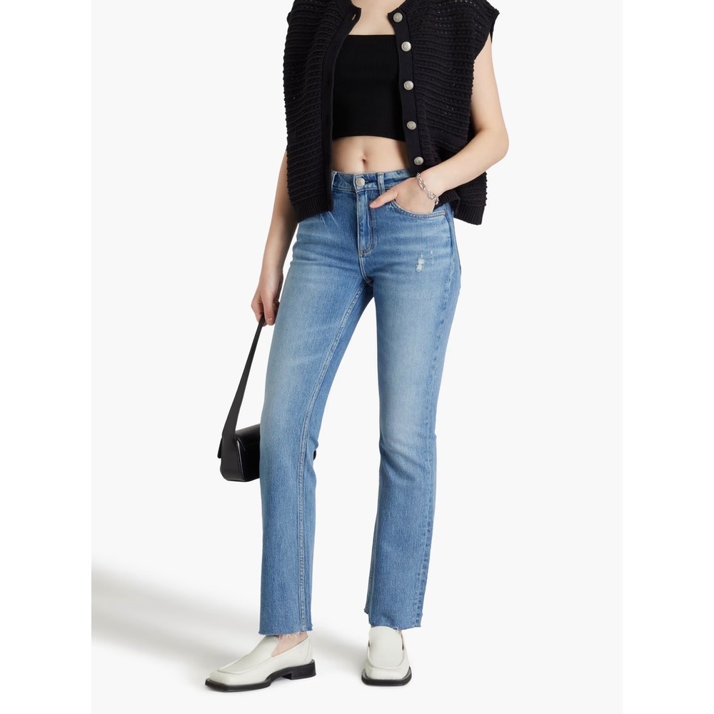 Rag & Bone Peyton Mid Rise Bootcut Denim Jeans Distressed Casual Chic Women's 31